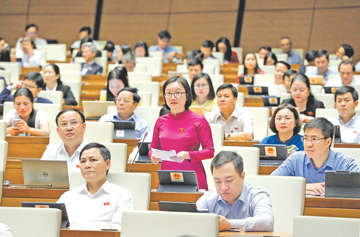 Đại biểu Quốc hội Thái Thị An Chung (Nghệ An) phát biểu tại hội trường. Ảnh: H. Long