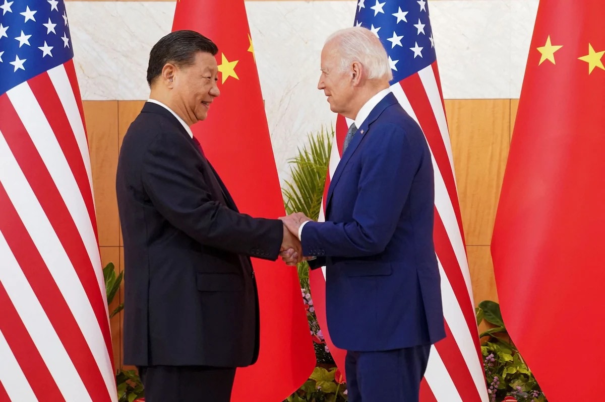 Tổng thống Mỹ Joe Biden và Chủ tịch Trung Quốc Tập Cận Bình trước cuộc gặp G20 ở Bali, Indonesia. Nguồn: AP