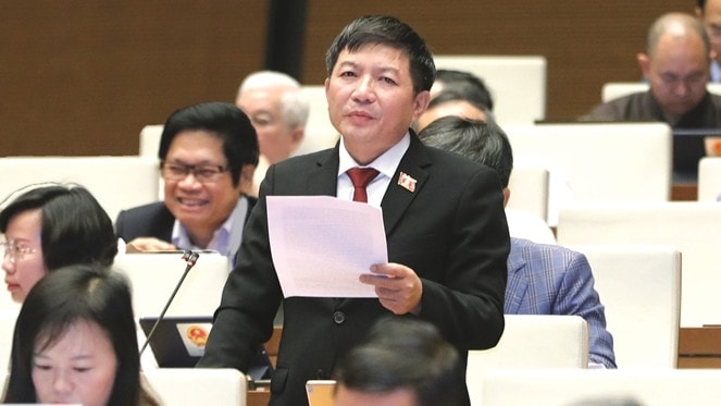 ĐBQH Phạm Đình Thanh (Kon Tum) phát biểu tại hội trường Ảnh: Hồ Long