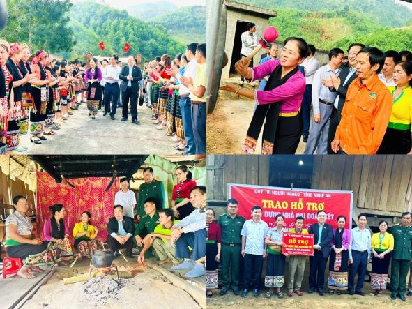 ĐBQH Võ Thị Minh Sinh và ĐBQH Đặng Xuân Phương chung vui và tặng quà cho bà con bản Chà Lấu, xã Nậm Giải, huyện Quế Phong Sapo chính -0