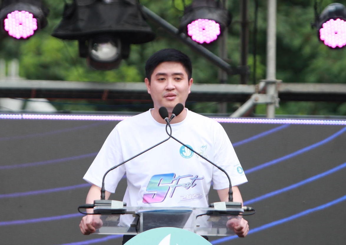 Phó Ban thanh niên Trường học (Trung ương Đoàn), Giám đốc Trung tâm Hỗ trợ và phát triển sinh viên Việt Nam Lâm Tùng phát biểu tại chương trình Khởi động Giải thể thao sinh viên toàn quốc VUG9 -0