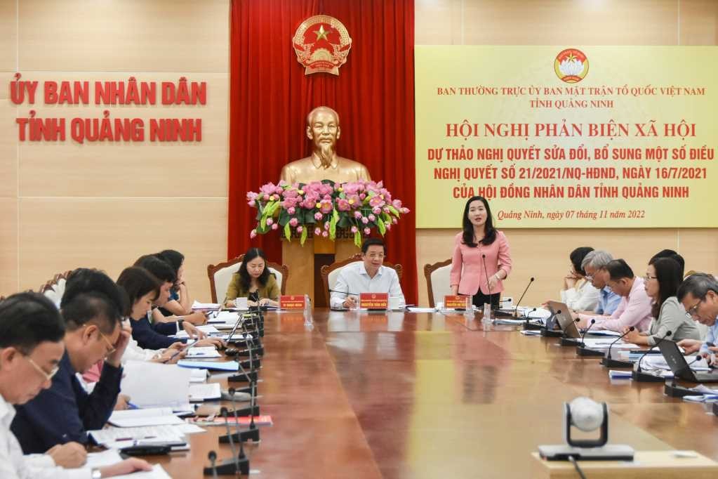 Ủy ban MTTQ tỉnh Quảng Ninh tổ chức hội nghị phản biện xã hội đối với dự thảo Nghị quyết sửa đổi, bổ sung một số điều của Nghị quyết số 21 của HĐND tỉnh - ẢNH HOÀNG GIANG
