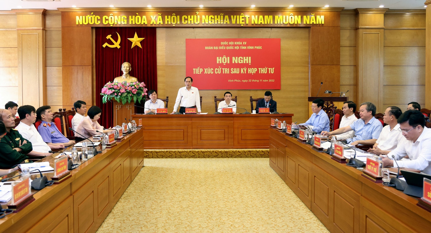 Bộ trưởng Bộ Ngoại giao Bùi Thanh Sơn phát biểu tại cuộc tiếp xúc Đoàn ĐBQH tỉnh Vĩnh Phúc tiếp xúc cử tri toàn tỉnh -0