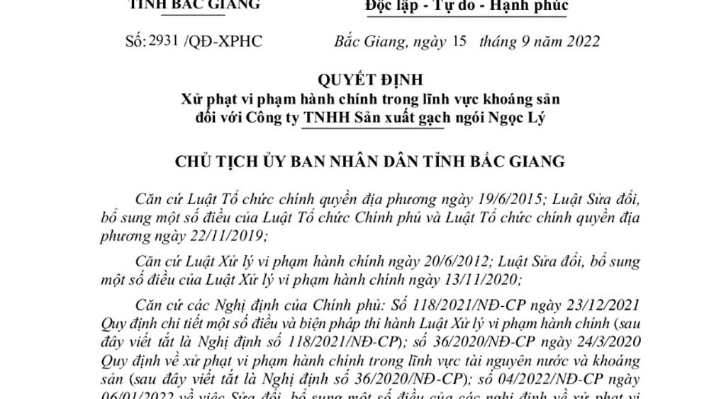 Yêu cầu giám sát chặt chẽ dự án “Đầu tư khai thác đất san lấp mặt bằng tại khu vực Núi Khống” tại Bắc Giang