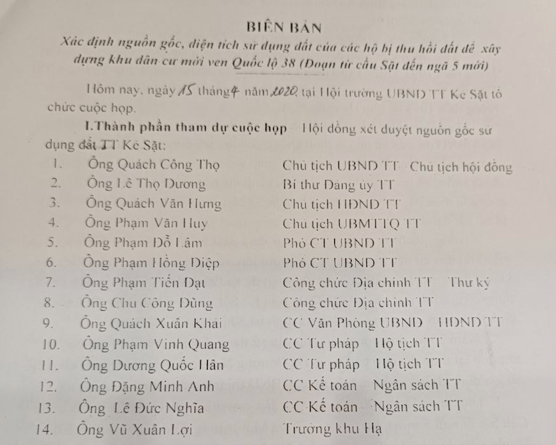 Biên bản hé lộ nguồn gốc đất nơi Chủ tịch thị trấn Kẻ Sặt đang “ở nhờ” -0