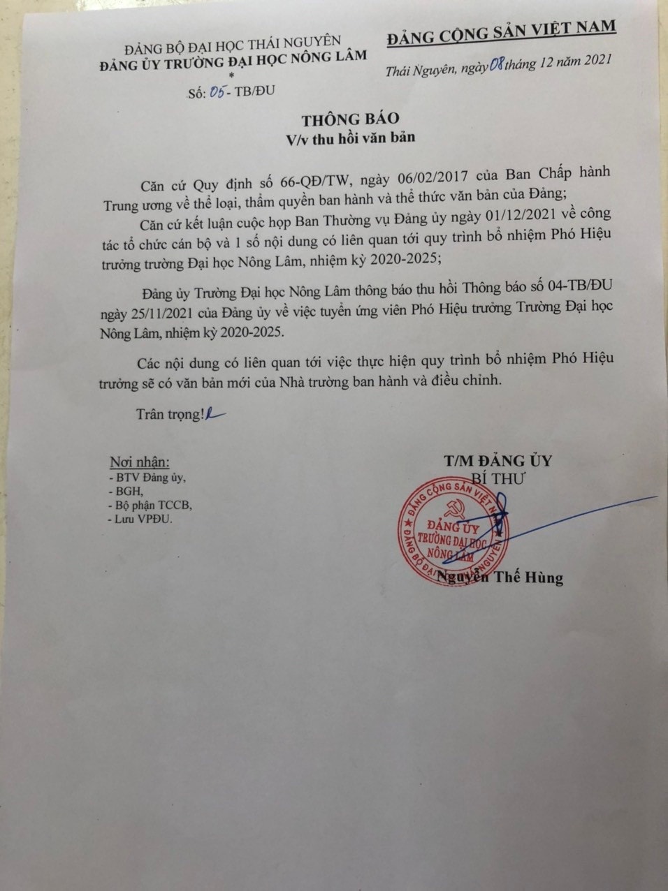 Đại học Nông lâm Thái nguyên: Tư duy tiểu nông trong quy hoạch, bổ nhiệm cán bộ? -0