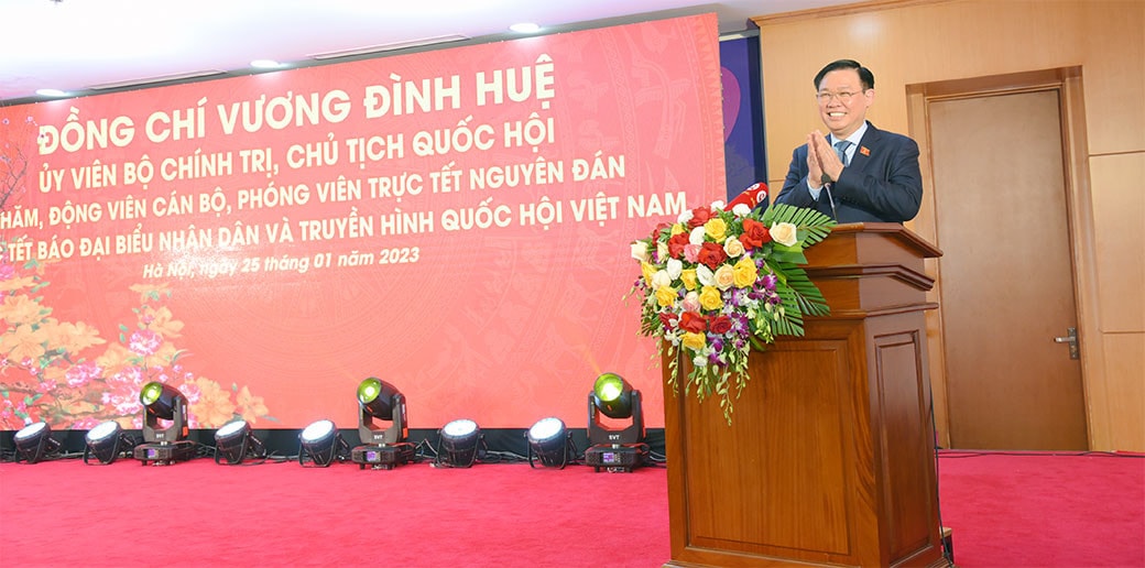 Một số hình ảnh Chủ tịch Quốc hội Vương Đình Huệ thăm, chúc Tết Báo Đại biểu Nhân dân, Truyền hình Quốc hội Việt Nam -0