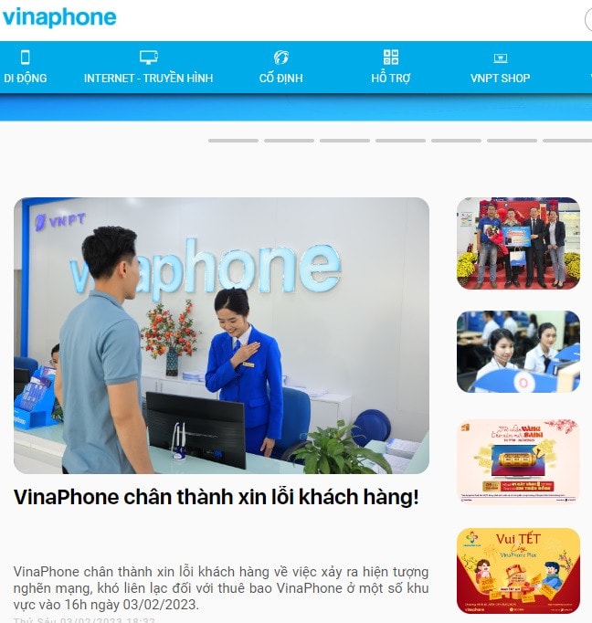 Vinaphone lên tiếng giải thích sự cố mất sóng -0