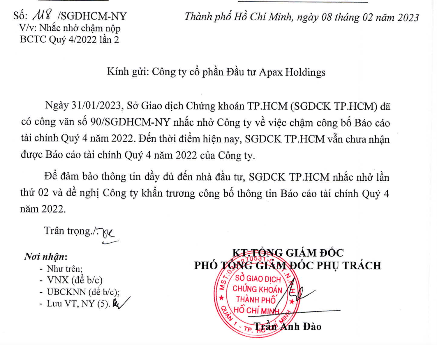 Apax Holdings (IBC) của Shark Thủy tiếp tục bị nhắc vì chậm nộp báo cáo tài chính -0