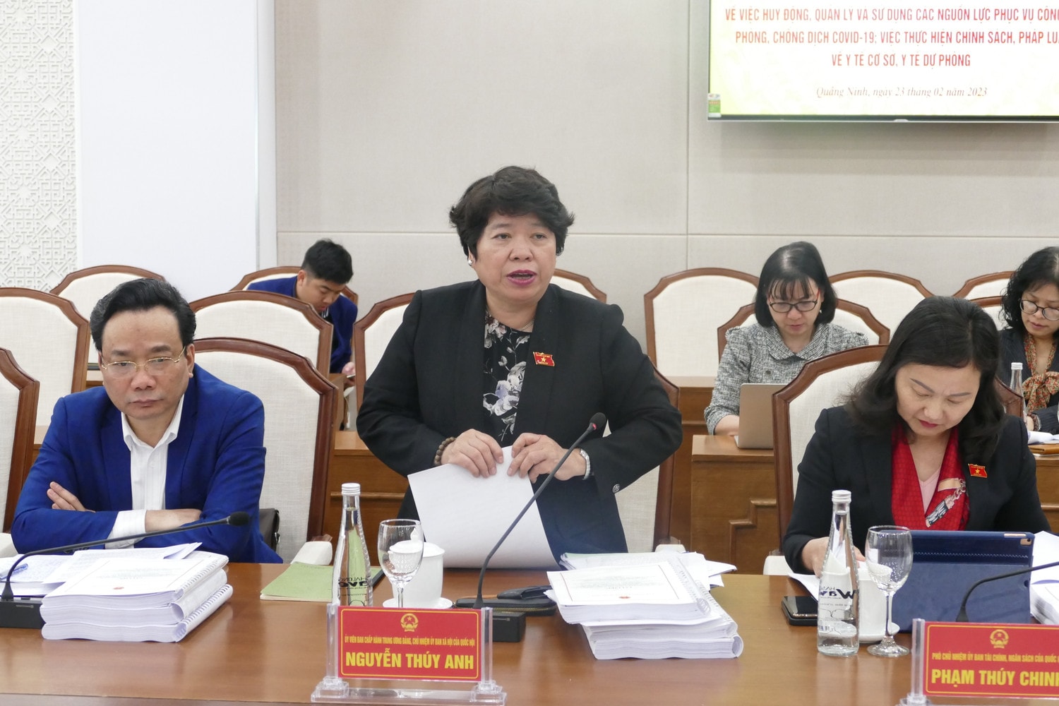 Chủ nhiệm Ủy ban Xã hội Nguyễn Thúy Anh phát biểu tại cuộc làm việc với UBND tỉnh Quảng Ninh - Ảnh Hoàng Ngọc