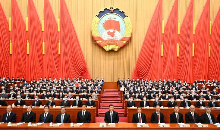 Lễ khai mạc Kỳ họp thứ nhất Đại hội Đại biểu toàn quốc Trung Quốc khóa XIV sáng 5.3 tại Đại lễ đường Nhân dân Bác Kinh - Tân Hoa Xã