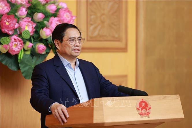 PM Pham Minh Chinh speaks at the event. Photo: VNA PM chairs meeting on investment plans for expressways -0