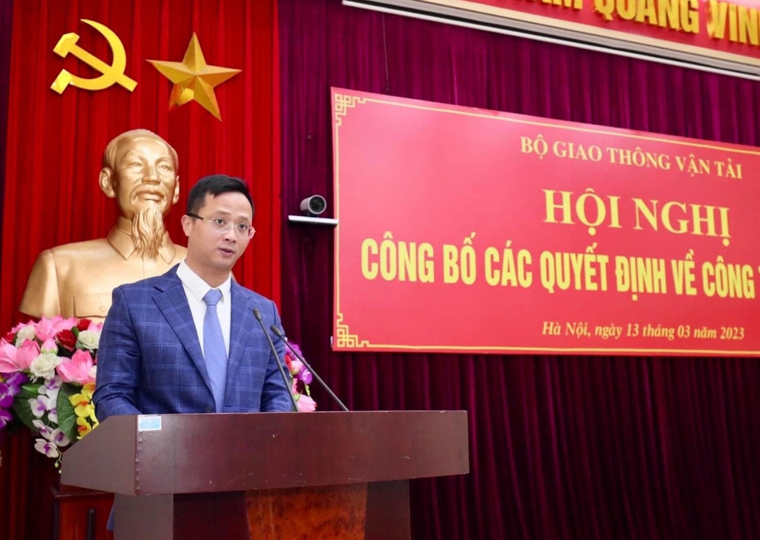 Chánh Văn phòng Bộ GTVT Uông Việt Dũng phát biểu nhận nhiệm vụ mới