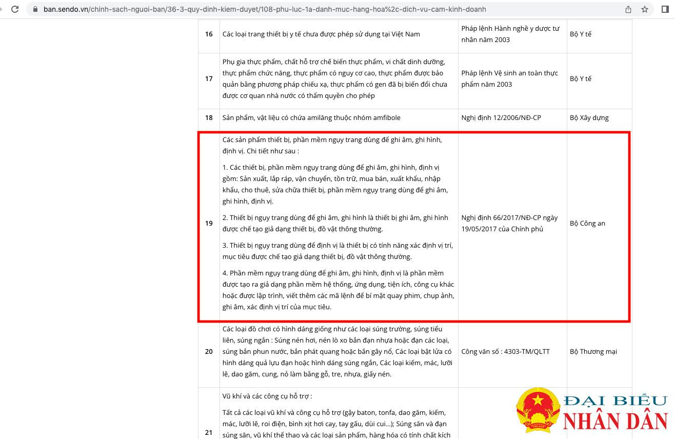 Sàn TMĐT Sendo rao bán công khai mặt hàng chưa được phép nhập khẩu -1