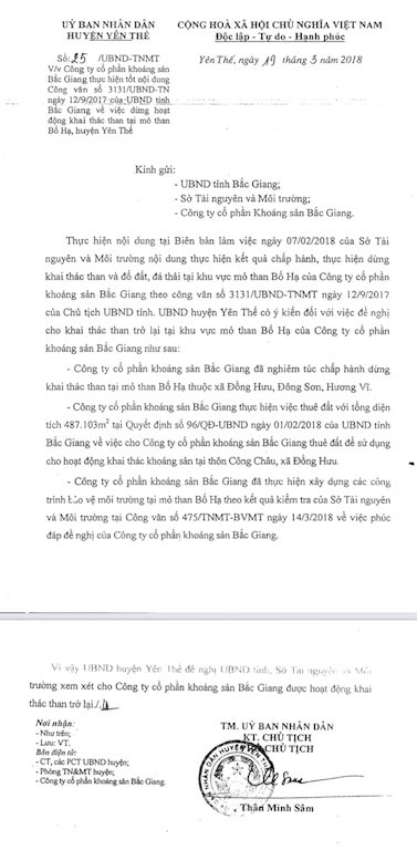 Vụ khởi tố dàn lãnh đạo Công ty CP Khoáng sản Bắc Giang: Hé lộ những văn bản bất thường liên quan mỏ than Bố Hạ