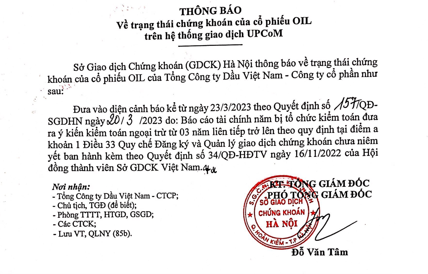 Hơn 1 tỷ cổ phiếu OIL vào diện cảnh báo từ ngày 23.3 -0
