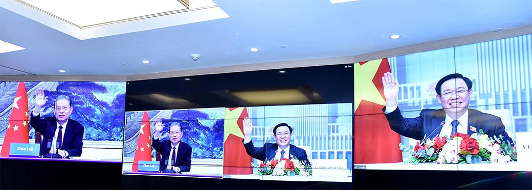 Chủ tịch Quốc hội Vương Đình Huệ hội đàm trực tuyến với Ủy viên trưởng Nhân đại toàn quốc Trung Quốc Triệu Lạc Tế -0