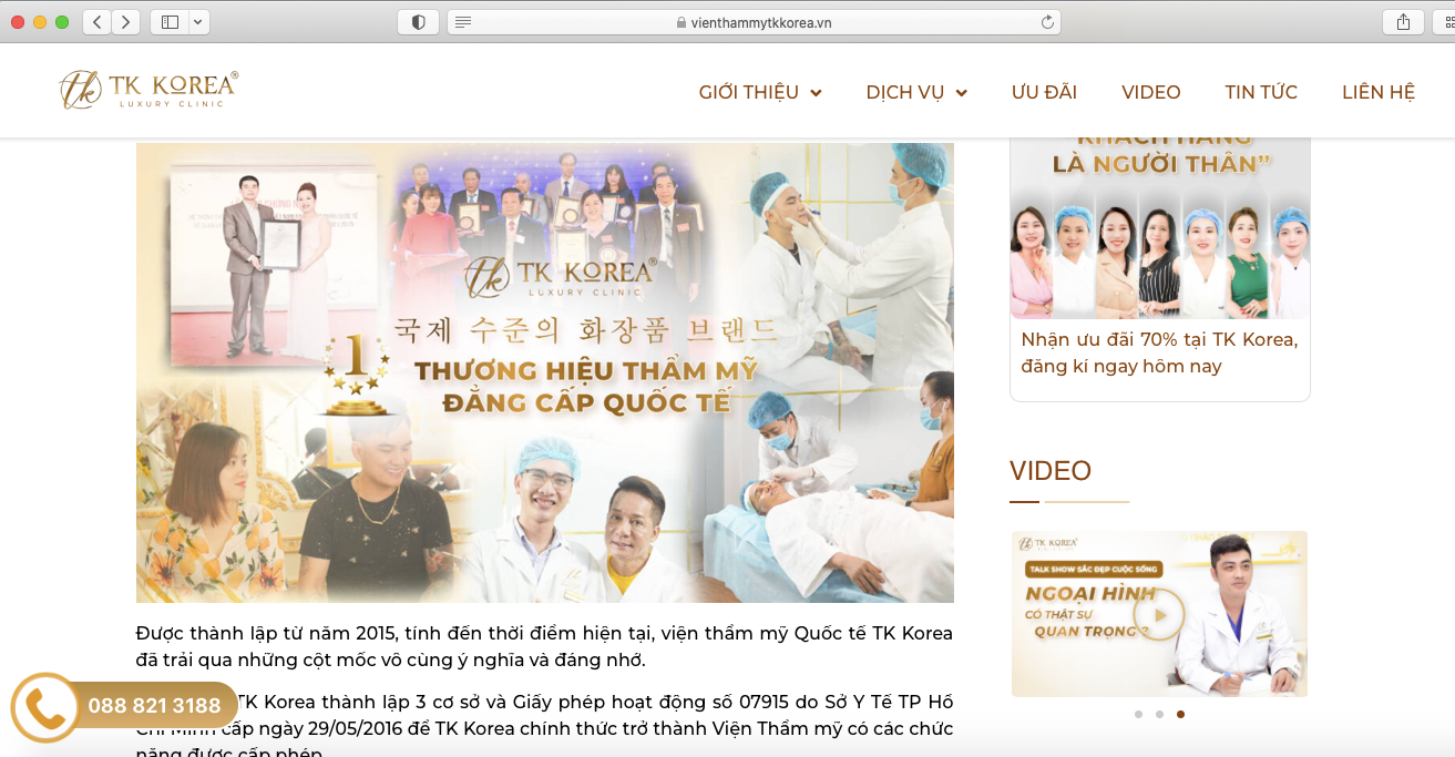 Viện Thẩm mỹ Quốc tế TK Korea và những lần 