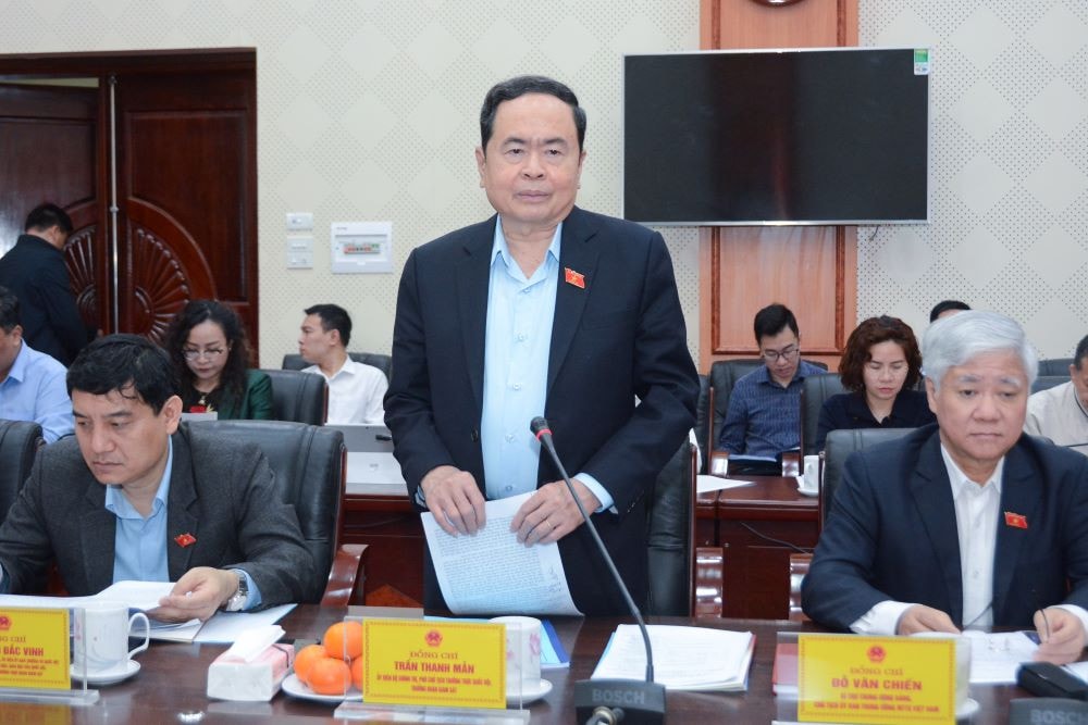 Phó Chủ tịch Thường trực Quốc hội Trần Thanh Mẫn phát biểu tại cuộc làm việc - ảnh: Thanh Chi