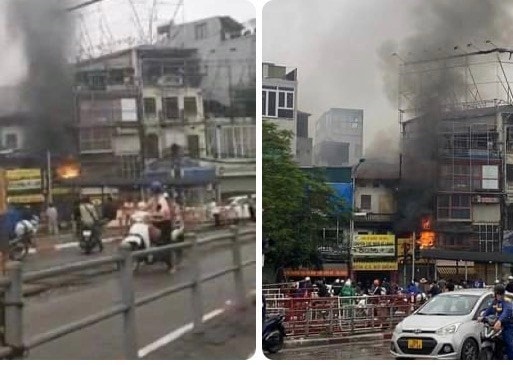 Dập tắt đám cháy trên phố Lê Duẩn, Hà Nội -0