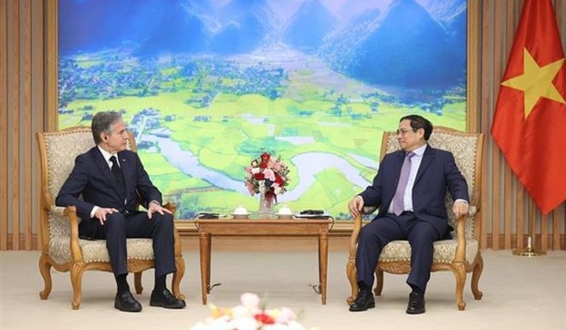 Prime Minister Pham Minh Chinh gives a reception for US Secretary of State Antony Blinken. Photo: VNA Prime Minister hosts US Secretary of State -0