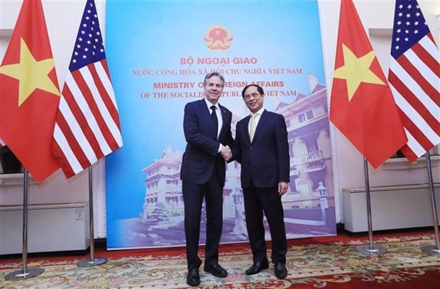 Minister of Foreign Affairs Bui Thanh Son and US Secretary of State Antony Blinken. Photo: VNA Foreign Minister holds talks with US Secretary of State -0