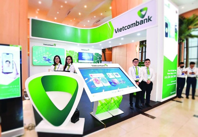 Khu trưng bày của Vietcombank tại Triển lãm Ngày chuyển đổi số ngành Ngân hàng năm 2022. Nguồn: VCB