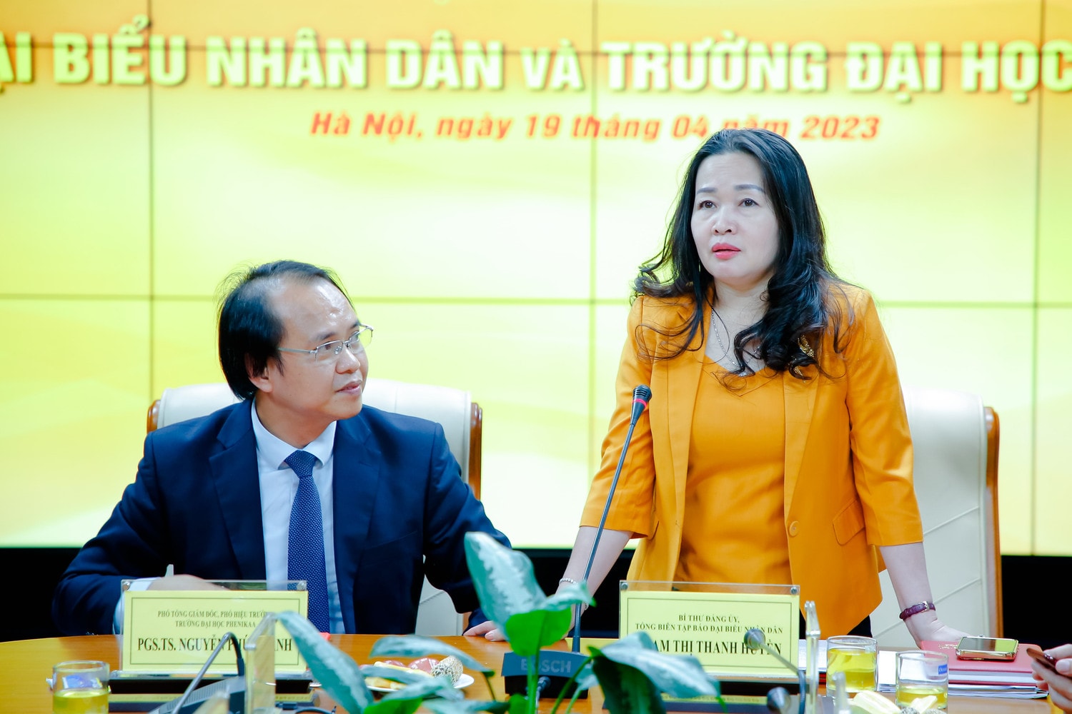 Tổng Biên tập Báo Đại biểu Nhân dân Phạm Thị Thanh Huyền phát biểu tại lễ ký kết Báo Đại biểu Nhân dân và Trường Đại học Phenikaa ký kết hợp tác truyền thông -0