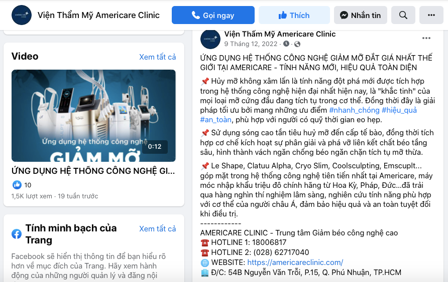 Trung tâm giảm béo công nghệ cao Americare Clinic bị tước giấy phép hoạt động