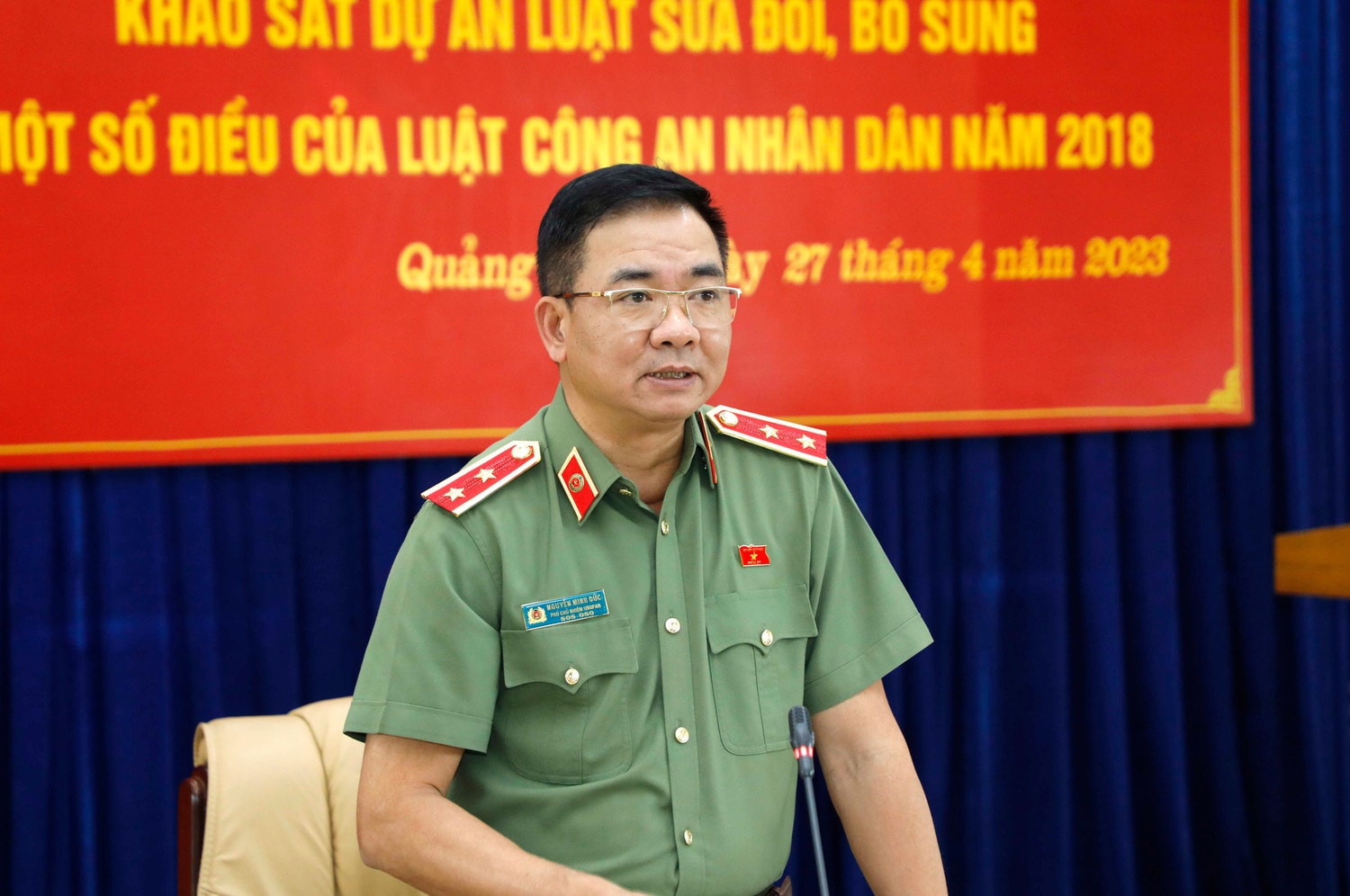 Phó Chủ nhiệm Ủy ban Quốc phòng và An ninh Nguyễn Minh Đức phát biểu 