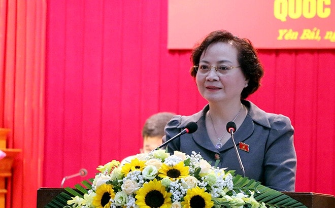 Bộ trưởng Bộ Nội vụ Phạm Thị Thanh Trà tiếp xúc cử tri lực lượng vũ trang Yên Bái -0