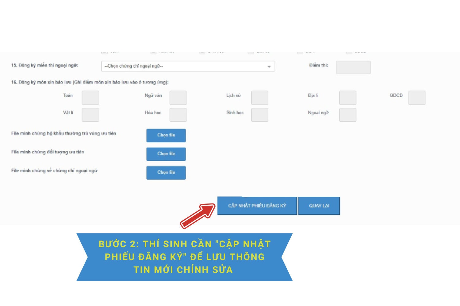 Hướng dẫn thí sinh sửa phiếu đăng ký dự thi tốt nghiệp THPT 2023 -0