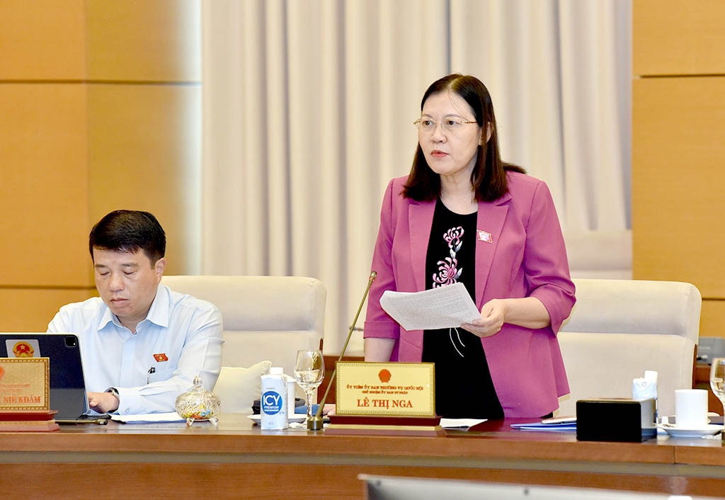 Chủ nhiệm Ủy ban Tư pháp Lê Thị Nga phát biểu tại Phiên họp. Ảnh: Lâm Hiển Phân tích rõ nguyên nhân khách quan, chủ quan, quyết đáp theo từng nhóm vấn đề -0