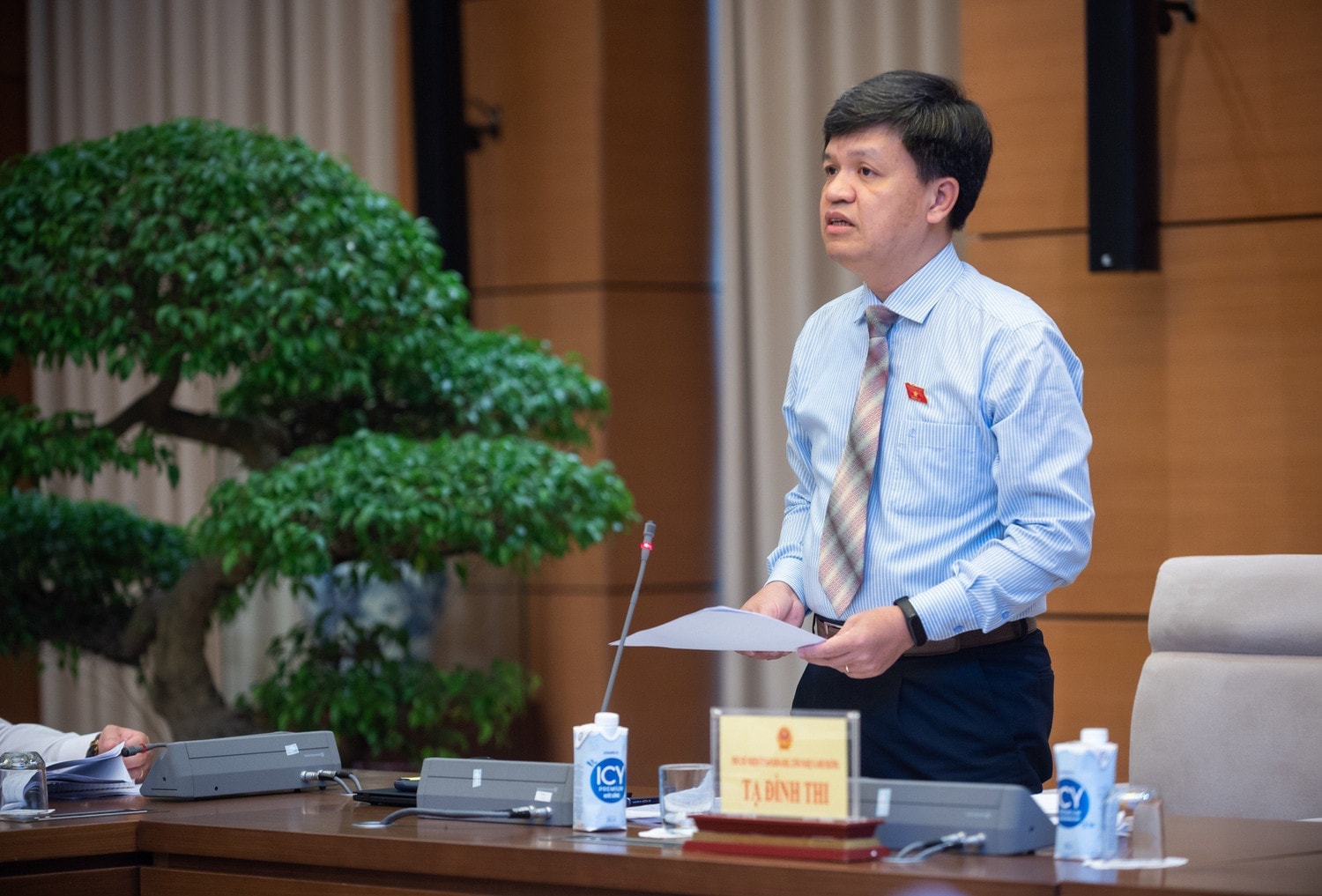 Phó Chủ nhiệm Ủy ban Khoa học, Công nghệ và Môi trường Tạ Đình Thi phát biểu