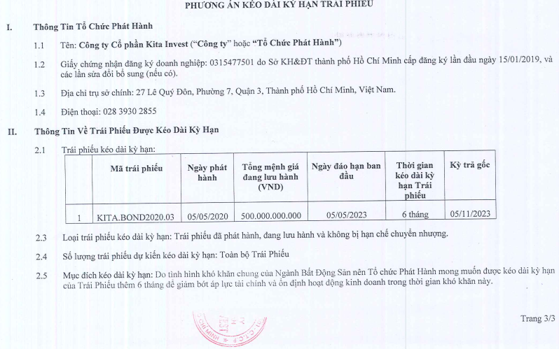 Nợ phải trả gấp gần 10 lần vốn chủ sở hữu, KITA Invest kéo dài kỳ hạn của lô trái phiếu 500 tỷ đồng -0