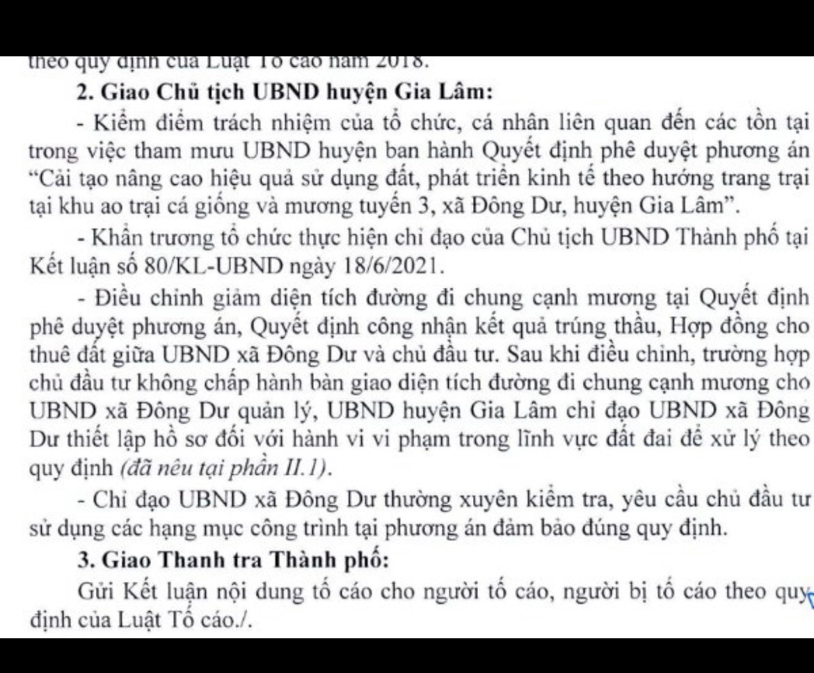Đề nghị huyện Gia Lâm khẩn trương thực hiện chỉ đạo của Chủ tịch UBND thành phố -0
