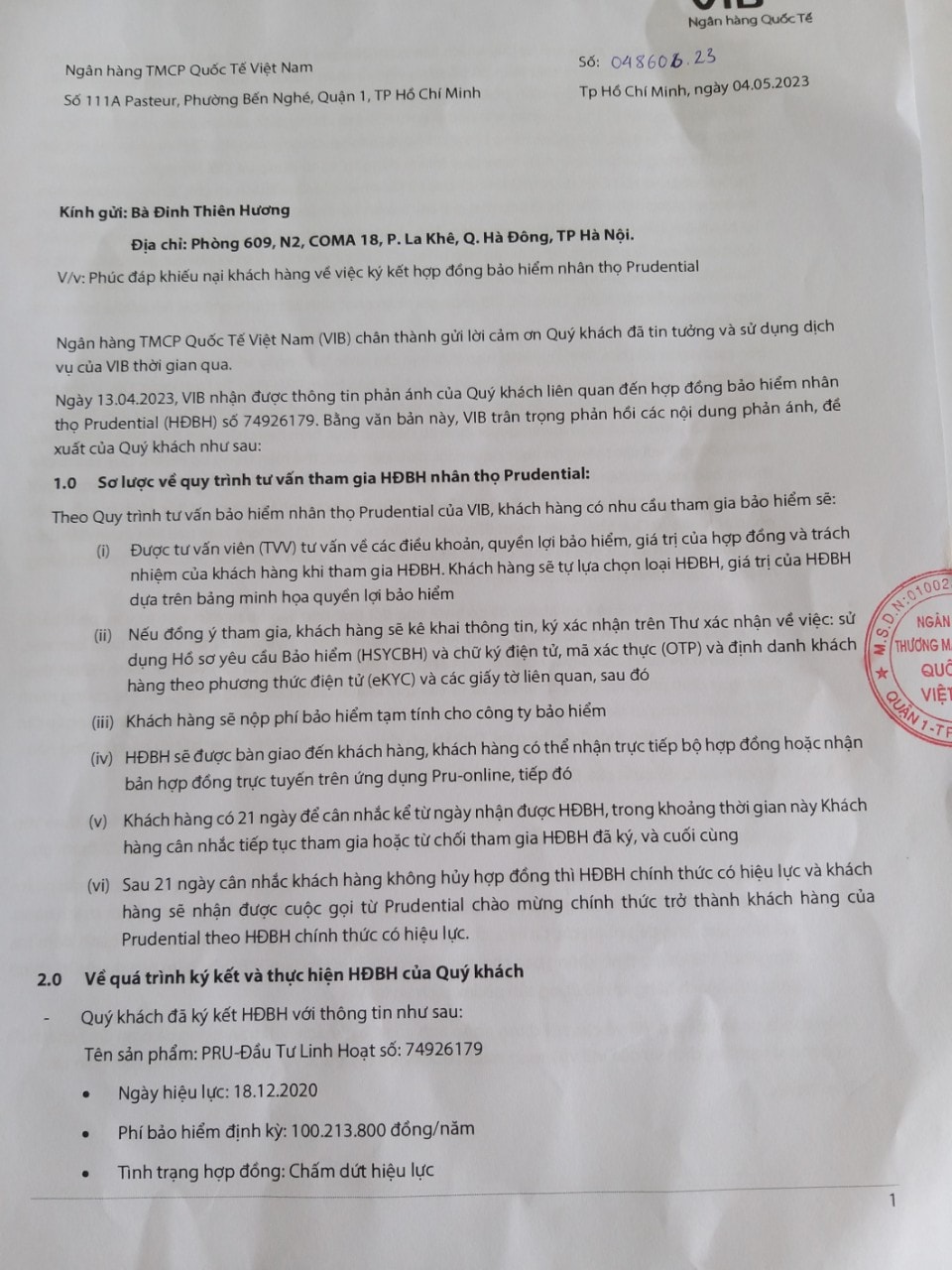Người bán hoa tươi khổ sở vì muốn gửi tiết kiệm vào VIB nhưng “mua nhầm” bảo hiểm nhân thọ Prudential -0