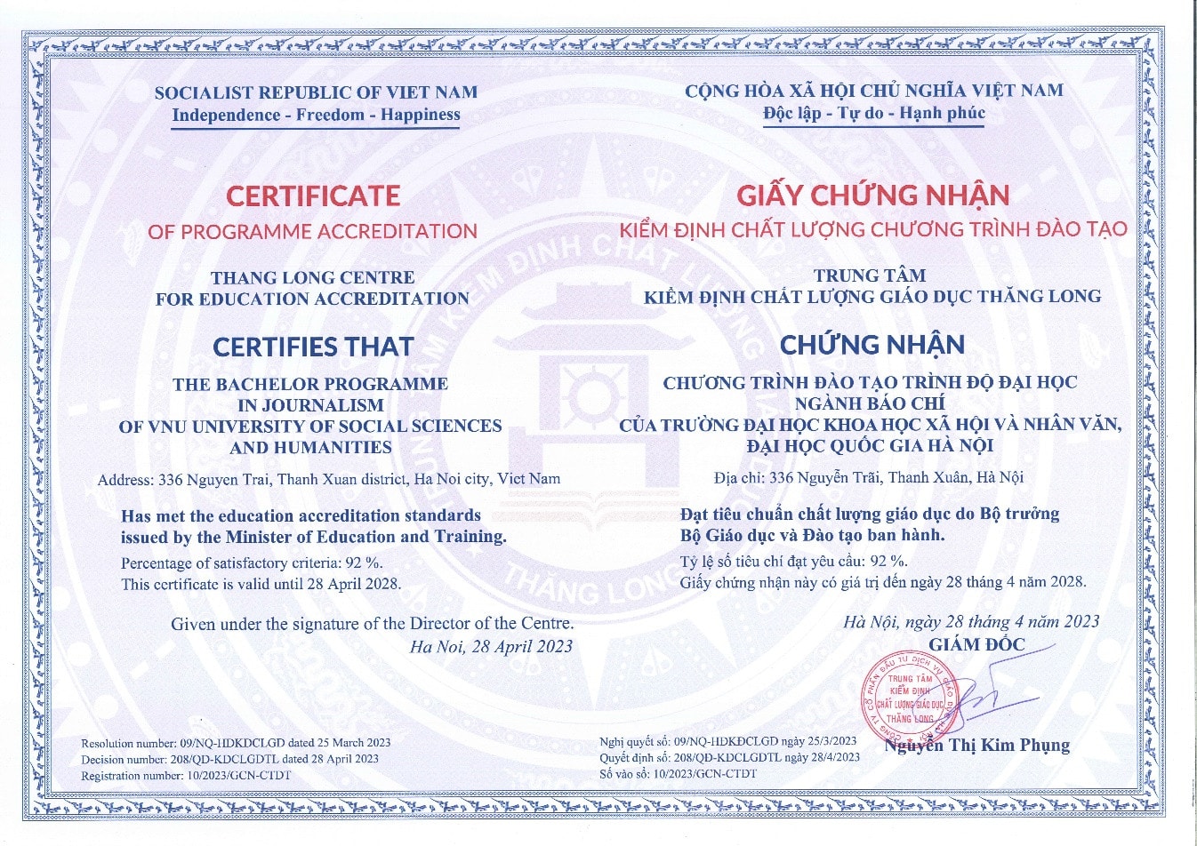 Thêm 7 chương trình đào tạo của Trường ĐH KHXH&NV được chứng nhận kiểm định chất lượng -0