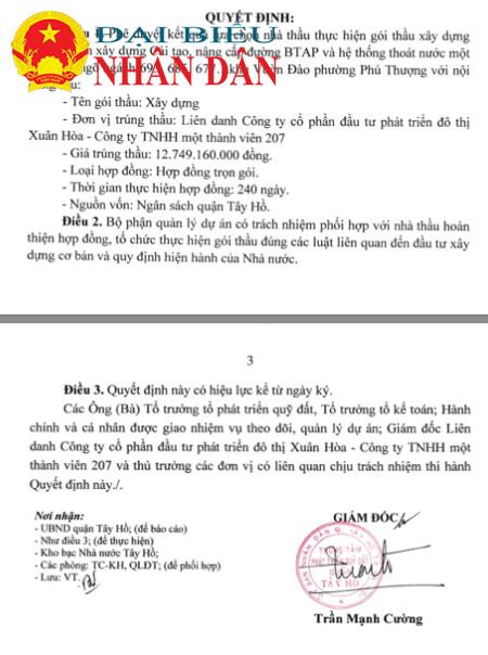 Quận Tây Hồ (Hà Nội): Hàng loạt các gói thầu đầu tư công do Trung tâm phát triển quỹ đất làm chủ đầu tư có tỷ lệ tiết kiệm ngân sách 