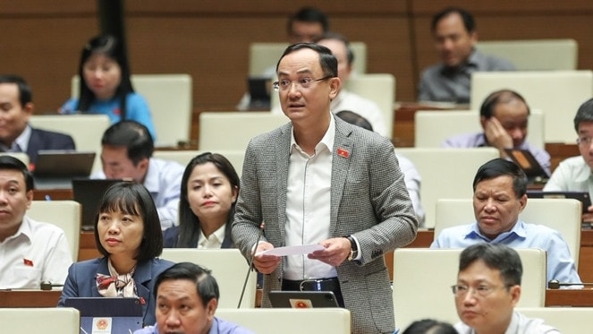 Đại biểu Nguyễn Ngọc Sơn (Hải Dương) phát biểu tại hội trường. Ảnh: Hồ Long