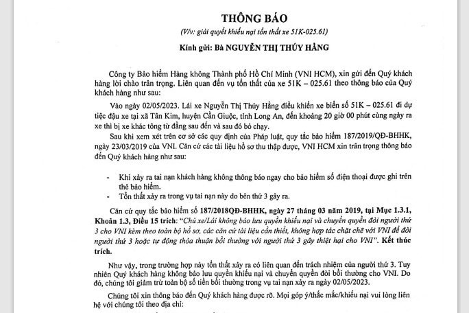 Công ty Bảo hiểm Hàng không TP. Hồ Chí Minh “bỏ rơi” khách hàng gặp nạn? -0