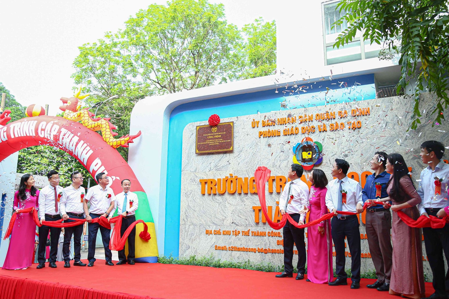 Gắn biển Công trình cấp Thành phố - Trường THCS Thành Công -0
