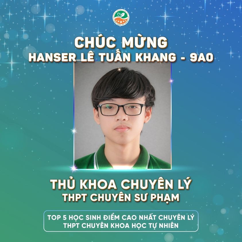 Thủ khoa chuyên Vật lý THPT chuyên Sư phạm đạt 9.75 điểm môn chuyên -0