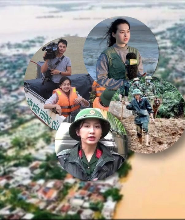Phóng viên tác nghiệp nơi vùng lũ miễn Trung năm 2020 - Nguồn: VTC14