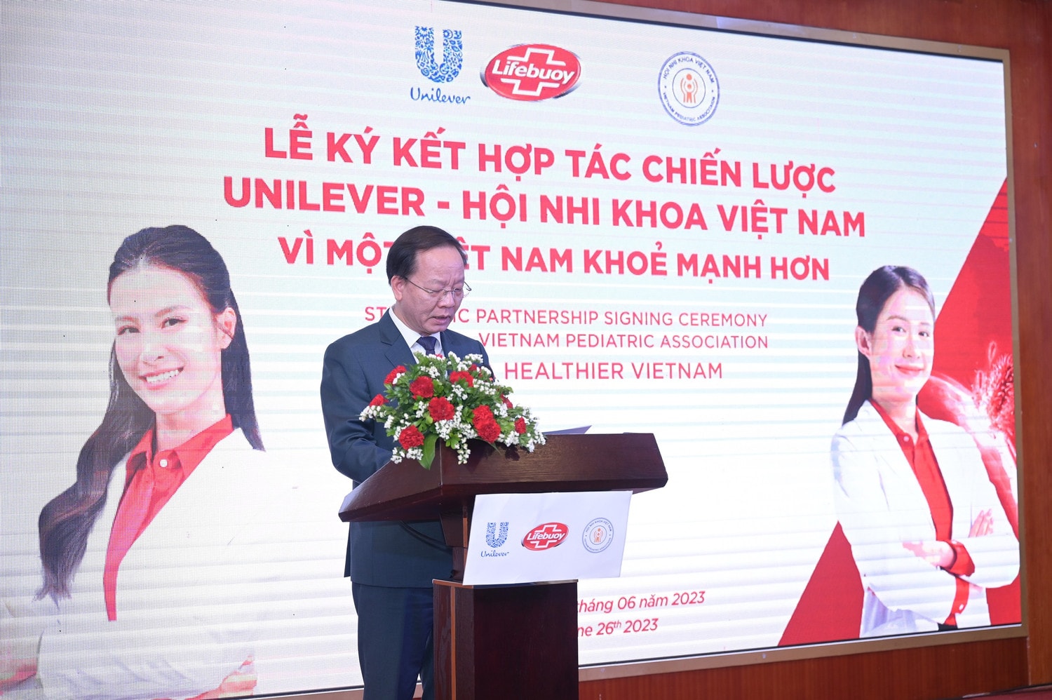 PGS.TS. Trần Minh Điển, Chủ tịch Hội Nhi khoa Việt Nam, phát biểu tại lễ ký kết Cẩm nang Hướng dẫn vệ sinh chăm sóc trẻ em phòng ngừa các bệnh truyền nhiễm -0