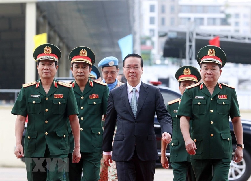 Chủ tịch nước Võ Văn Thưởng dự Lễ xuất quân Bệnh viện dã chiến cấp 2 số 5 và Đội Công binh số 2