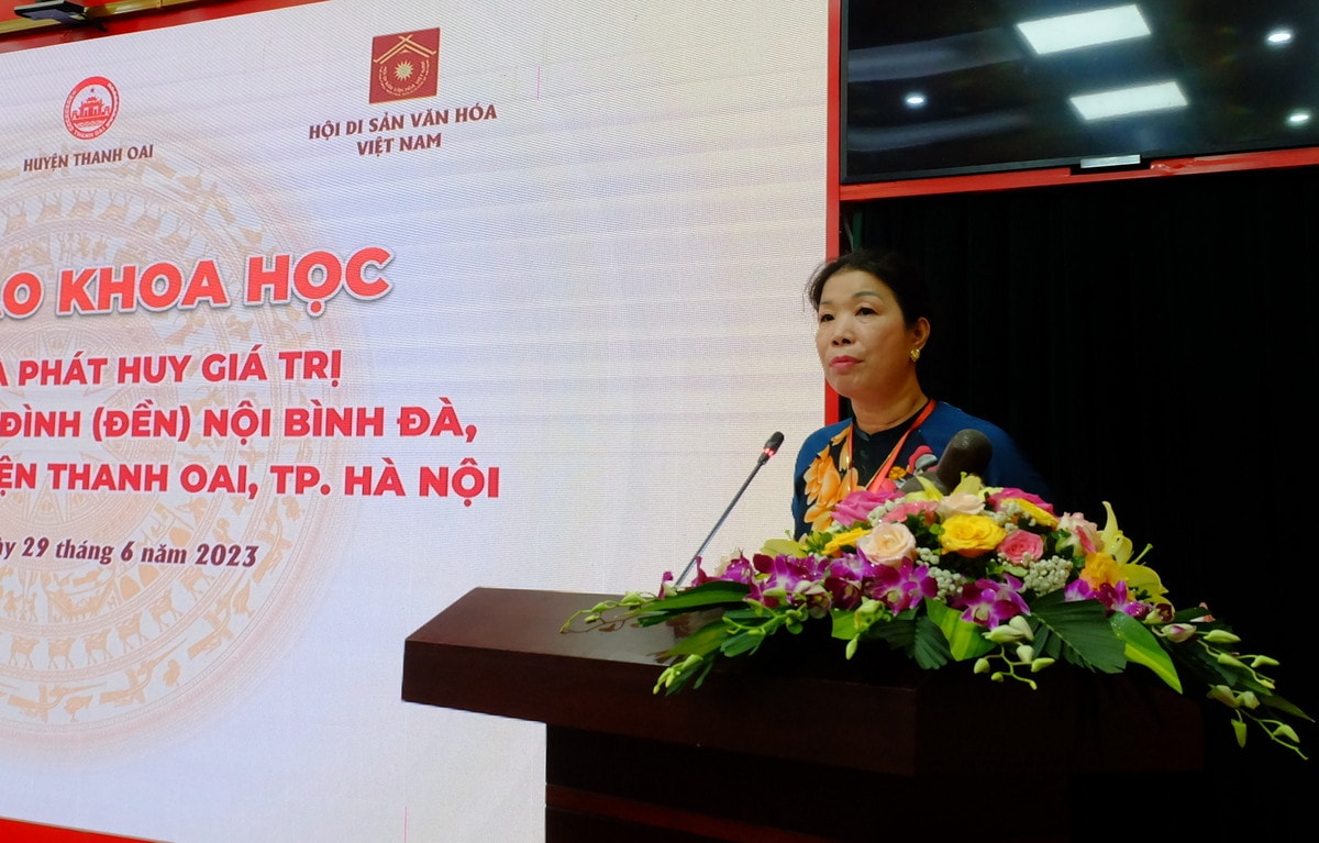 Phó Giám đốc Sở Văn hóa và Thể thao thành phố Hà Nội Trần Thị Vân Anh phát biểu tại Hội thảo dscf5611-001.jpg -1