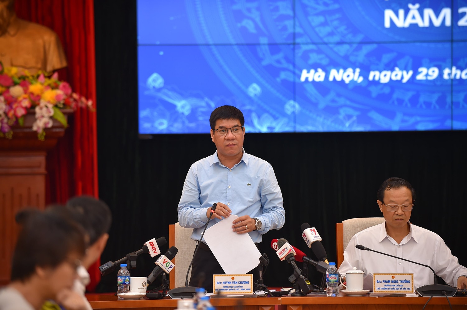 PGS.TS Huỳnh Văn Chương - Cục trưởng Cục Quản lý chất lượng (Bộ GD-ĐT) phát biểu tại họp báo (Ảnh: Trần Hiệp) Từ hôm nay 30.6: Chuẩn bị cho việc chấm thi tốt nghiệp THPT 2023 -0