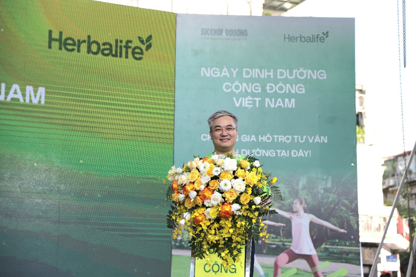Ông Trần Tuấn Linh, Tổng Biên tập Báo Sức khỏe và Đời sống phát biểu tại sự kiện. Ảnh: YT Ngày Dinh dưỡng cộng đồng Việt Nam -0