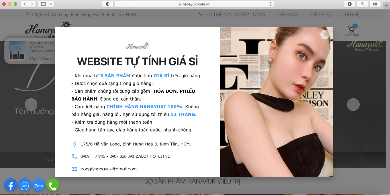 Bài 1: Hàng loạt website quảng cáo mỹ phẩm Hanayuki lừa dối người tiêu dùng?